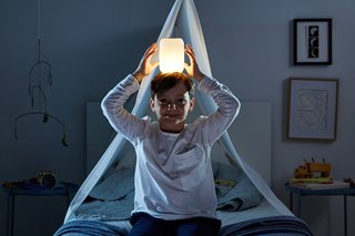 A built-in gyroscope allows you to control the lamp's brightness with a twist.