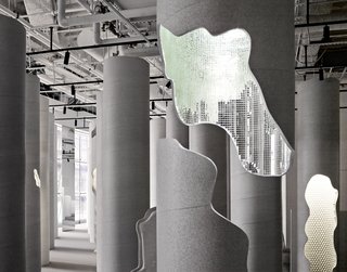 Snark Park by Snarkitecture debuts with the art installation "Lost and Found," a forest of white columns distorted by shape and materials.