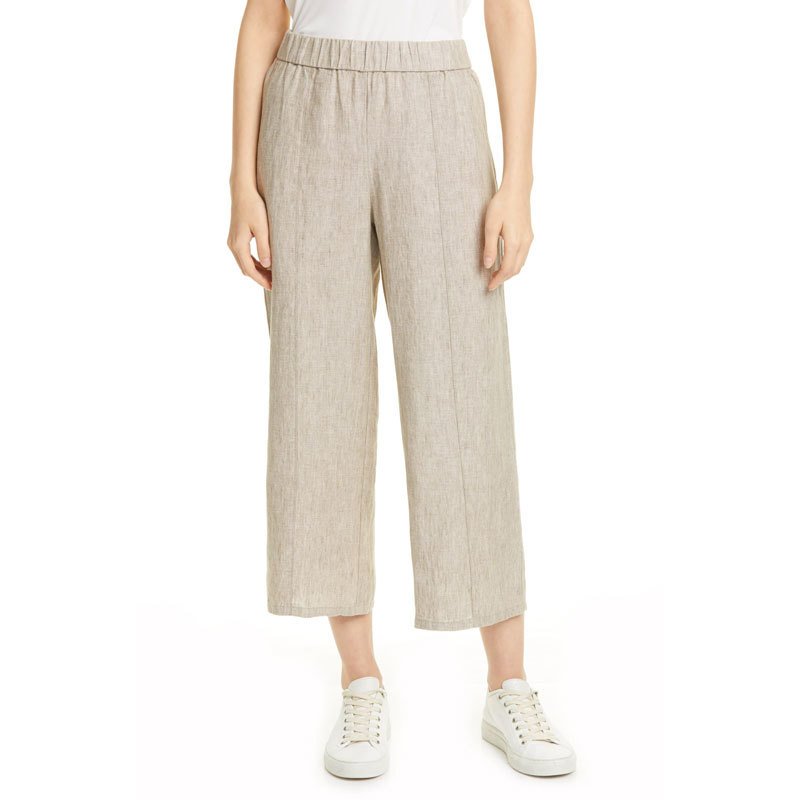 eileen fisher organic linen cropped jumpsuit