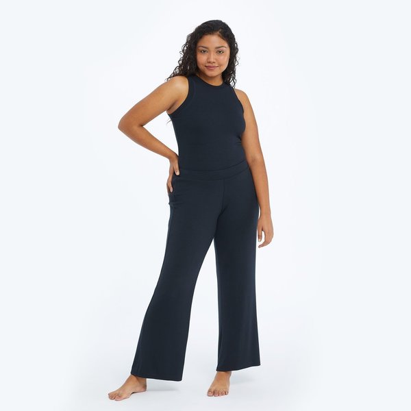 wide leg ribbed lounge pants