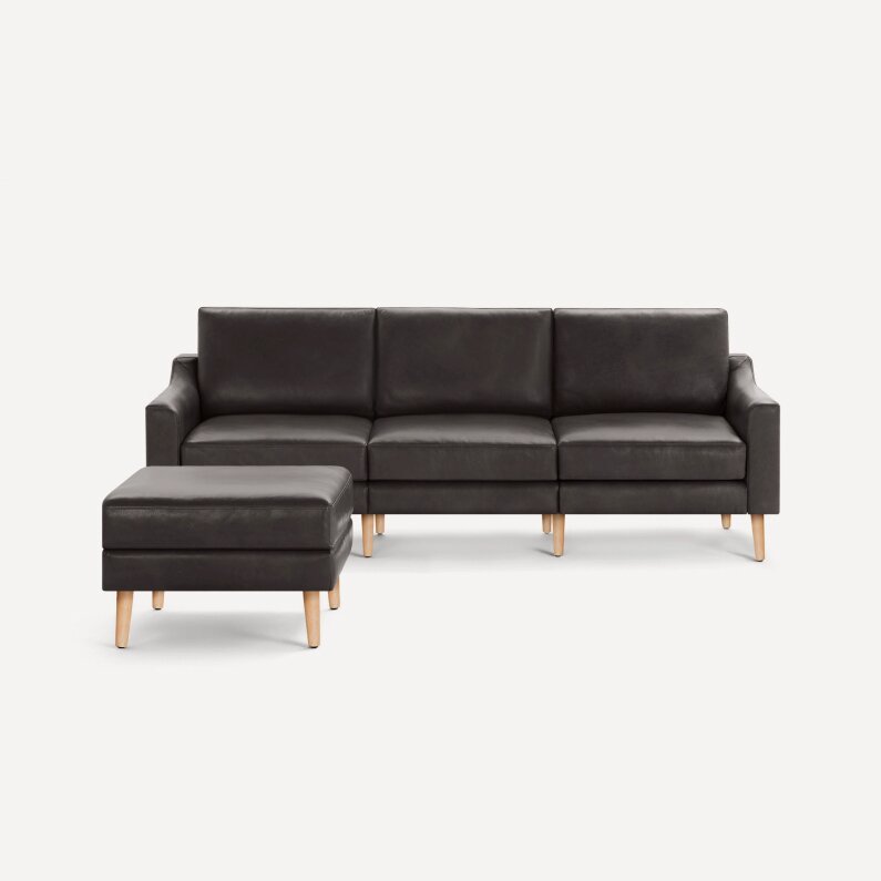 Burrow Slope Nomad Leather Sofa With Ottoman by Burrow Dwell