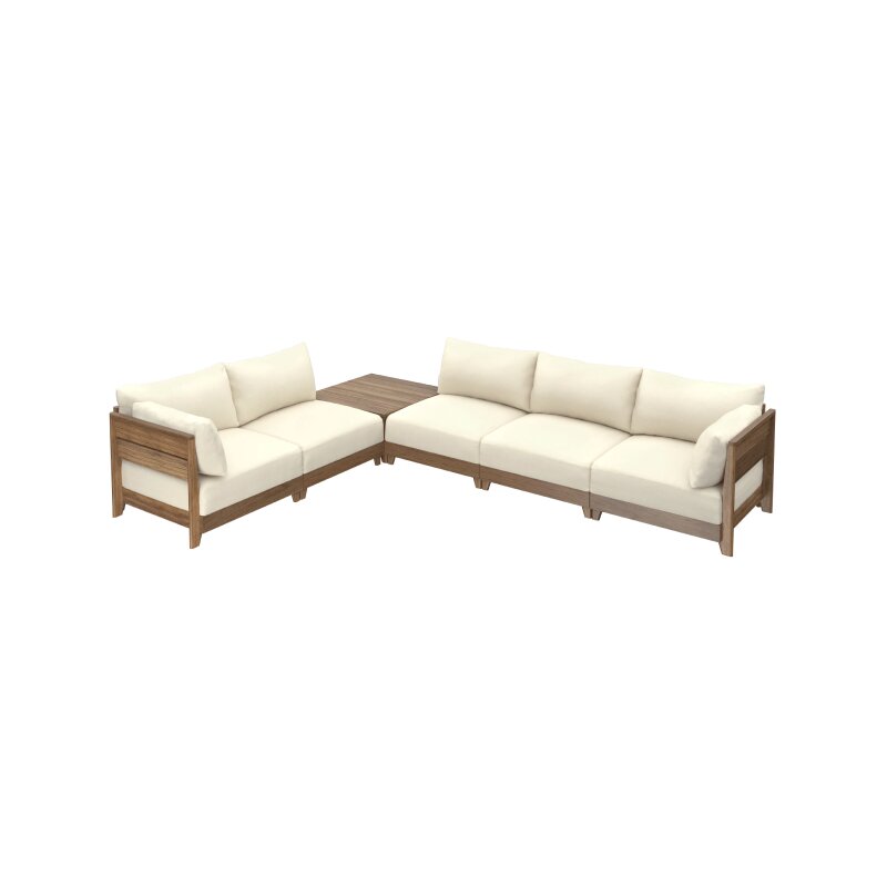 Chicory Modular Teak Outdoor 5Seater LSectional and Storage Coffee