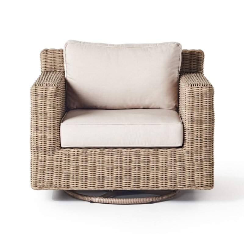 Terra Outdoor Sausalito Swivel Lounge Chair in Natural Wicker by Terra