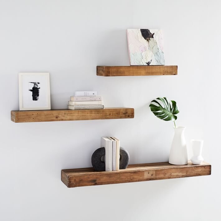 West Elm Reclaimed Solid Pine Floating Wall Shelves by West Elm Dwell
