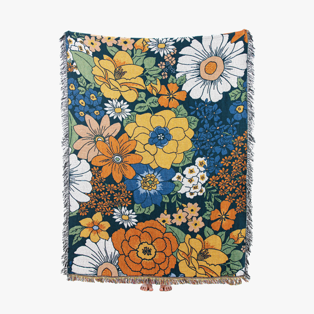 Midnight Floral Throw Blanket by Dwell Dwell