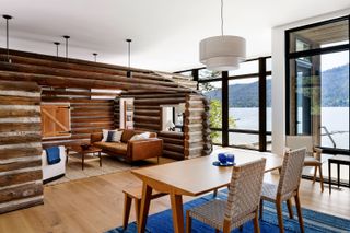 It’s a 20th-Century Log Cabin—and Now the Living Room of Their Lake House