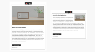 When inserting a product in your story, you can choose to display the image above the description or as a thumbnail floating to the right. Just toggle the layout option of the product object in the story editor.