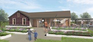 The winning design highlights community interaction. Planter beds in the front yard not only give the residents the opportunity to take up gardening (a hobby with proven benefits for the elderly), but the garden also has the potential to become a communal space that invites neighbors' participation.