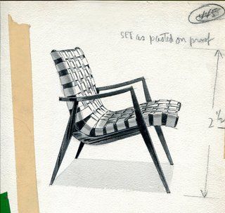 Mel’s design process always started with rough sketches, where he was able to get a better feel for the proportions. He would then translate them into more detailed drawings with precise dimensions and notes. Here is an exquisite example of his process from when he was developing the Woven Leather Armchair.