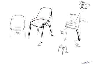 Luca Nichetto’s illustrations give us a glimpse into his design process and the various components that went into the development of the Stella Armchair.