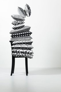 Their cushion line includes multiple patterns in two different sizes—all of which are made with black and white yarn that’s specially woven on a jacquard loom in ZigZag Zurich’s Italian mill. 