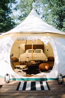 Also available is the Marrakech yurt, which fits two adults with a queen bed and a blow up bed. 