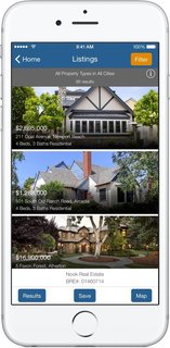 When you open Nook’s new Search with Style app, you're given the option to look for properties in your area with a radius search, or fill out a classic search form. Both directions lead to a list of thousands of MLS results—standing for Multiple Listing Service (example shown here). The page scrolls continuously with properties until you decide to filter your search to match the architectural style of your choice. 