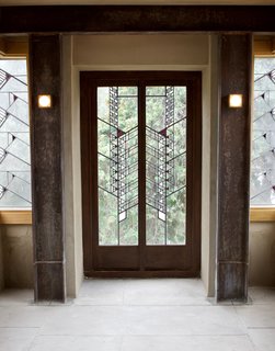 The Hollyhock House was one of the last residences where Wright designed a comprehensive art glass window scheme that’s carried throughout the residence. Throughout the property, there are 130 examples of this. 
