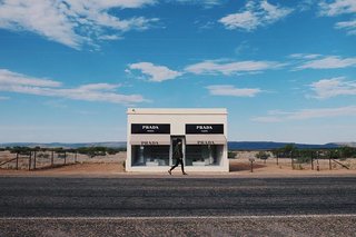 After being recovered from its fair share of vandalism, Prada Marfa has become a permanent part of the Texas landscape. Though the structure lacks a real door, the two large windows are filled with actual shoes and bags by Prada. 