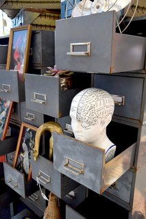 The flea market held a mix of vintage, repurposed, and new artisanal good. We stopped by Portland Revibe, an e-commerce business that repurposes eclectic vintage goods while always trying to connect with the artisans of the community. We snapped this shot of one of their clever displays.