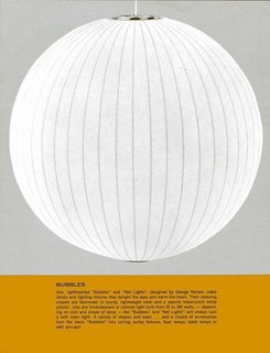 Everything You Need to Know About 6 of Our Favorite George Nelson Pieces - Photo 2 of 2 - This archival advertisement features George Nelson’s Ball Pendant Light. The beginning of the caption reads: "Airy, lighthearted ‘Bubbles’ and ‘Net Lights,’ designed by George Nelson, make lamps and lighting fixtures that delight the eyes and warm the heart. Their pleasing shapes are fashioned in sturdy, lightweight steel and a special translucent white plastic."