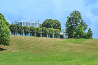 The glass-and-steel Taghkanic House is set far back from Old Route 82, making it invisible from the street. The main pavilion—which is a section of the full structure—is about 1,800 square feet and looks out to incredible views of the Catskill Mountains. 