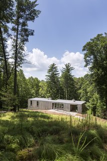 The simple bar-shaped house is buried into the hillside, which allows for unobstructed views of the woods below.<span> <a href="/discover/dwelllpow">#dwelllpow</a></span>