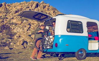 This California–Made Camper Is All You Need to Get Your Adventures Going - Photo 6 of 7 - A large rear hatch allows you to wheel in your bicycle, motorcycle, or rafting gear.