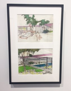 Edward Cella Art & Architecture from Los Angeles deals a collection of architectural illustrations by iconic architect Richard Neutra. Shown here is a pair of elevation drawings he created in 1963 with pastel on paper. It shows the Mariners Medical Art Center in Newport, California.