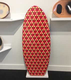The San Francisco-based gallery Ratio 3 presented an impressive selection of works by Barry McGee. As an artist who is revered in the West Coast graffiti subculture, McGee creates drawings, paintings, and mixed-media pieces inspired by urban culture. Shown here is one of his patterned boards made with acrylic and epoxy. 