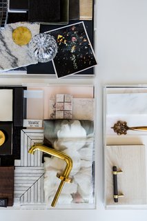 Hollis explains that they use acrylic trays (like the ones shown here) for presentations, both internally or with clients. "The trays present actual material specifications and are typically organized by room. The materials are filed away after presentations," she says.