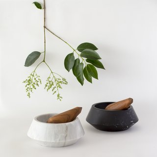 The mortar of their pestle and mortar is available in two types of marble, while the pestle is handmade out of Guayacan wood that’s sourced from the Yucatán and is finished with palm wax and linseed oil.
