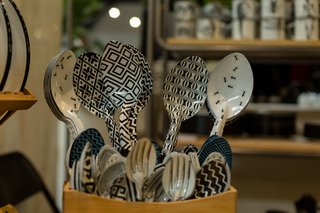 Malte Taller works with flux inks to create graphic illustrations on their pewter tabletop goods. They can also create custom designs for you. 