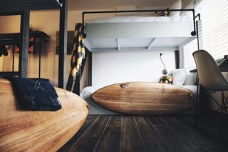 A New Modern Hotel in San Diego Offers Surfing Adventures and Local Hospitality - Photo 8 of 10 - Each of the rooms can accommodate two guests, except for "Pipes," which includes a set of camp-style bunk beds that can fit four people. Guests have access to the hotel’s surf equipment, including a quiver that’s filled with Firewire surfboards. They also have partnerships set up with a handful of other local business so that they can offer guests whatever it takes to complete the experience. 