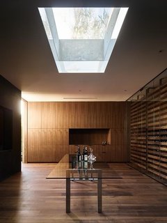 A skylit wine cellar.