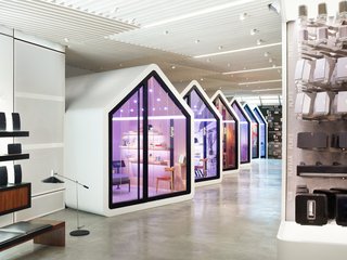 Sonos teamed with creative agency Partners & Spade to design the store, which is framed around seven, tiny home–shaped listening stations.