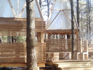 The students also built furniture—chairs, benches, and stools—from simple 2x4s. 