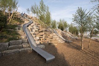 New York's Newest Park Sits on Recycled Demolition Debris - Photo 1 of 5 - The top of Slide Hill can be reached by a universally accessible path. It features four slides, including the longest in the city.