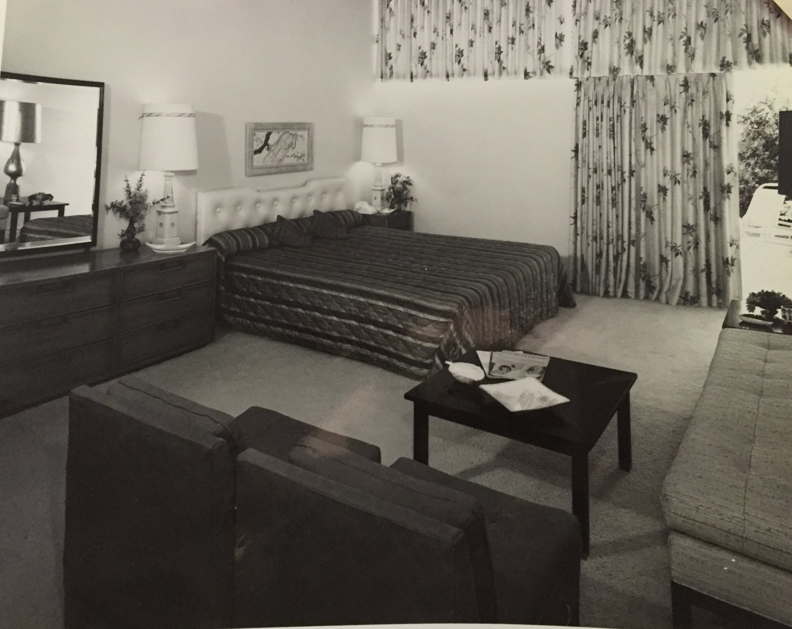 The original Jungle bedroom that inspired it.
The refurbished interiors are light and cheery, an interpretation of the 1960s seen through a playfully kitschy lens.