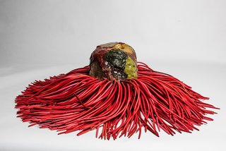 Pesce's <i>Vase With Hair</i> is part of the MOCA exhibition of molds and multiples. The designer explains that he is drawn to molds for their ability to create pieces that appear the same at first, but are actually all unique pieces with subtle variations—just like people.