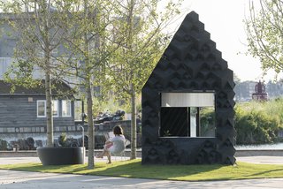 The structure clocks in at just under 90 square feet, and is made entirely of bioplastic.
