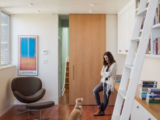 A sunny home office is one of the highlights of the updated Philadelphia row house.