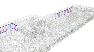 A computer model maps the most efficient use of WeWork's standardized panel system within an existing space. 