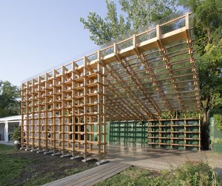 The clear roof is made from polycarbonate panels. 