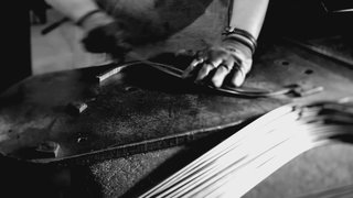 Making Bertoia - Photo 4 of 14 - Bending rods into symmetrical curves for assembly. Photography by Knoll.