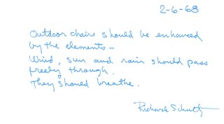 An excerpt from a letter by Richard Schultz, 1968. Image from the Knoll Archive.