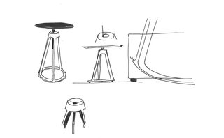 Sketches of Barber Osgerby's Piton™ Side Table for Knoll, 2015. Courtesy of Barber Osgerby.