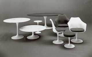 Quarry to Table: A Story in Stone - Photo 1 of 13 - Original publicity photograph for Eero Saarinen's Pedestal Collection, 1958. Image from the Knoll Archive.