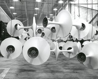 Quarry to Table: A Story in Stone - Photo 4 of 13 - Pedestal bases awaiting marble tops for assembly, 1963. Photograph from the Knoll Archive.