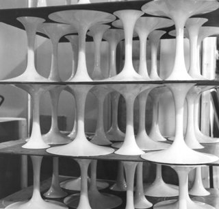Quarry to Table: A Story in Stone - Photo 7 of 13 - More pedestal bases awaiting marble tops for assembly, 1963. Photograph from the Knoll Archive.
