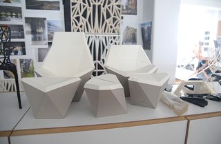 Early models of Prism™ by David Adjaye exhibited at NeoCon, 2015. Photograph by Knoll.