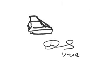 Sketch for the Prism™ Lounge Chair by David Adjaye. Courtesy of Adjaye Associates.