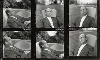 Portraits of Harry Bertoia from a photograph contact sheet for Knoll publicity materials.