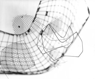 Photo-montage of sketches for the Wire Collection by Harry Bertoia. Photograph by Herbert Matter. Image from the Knoll Archives.